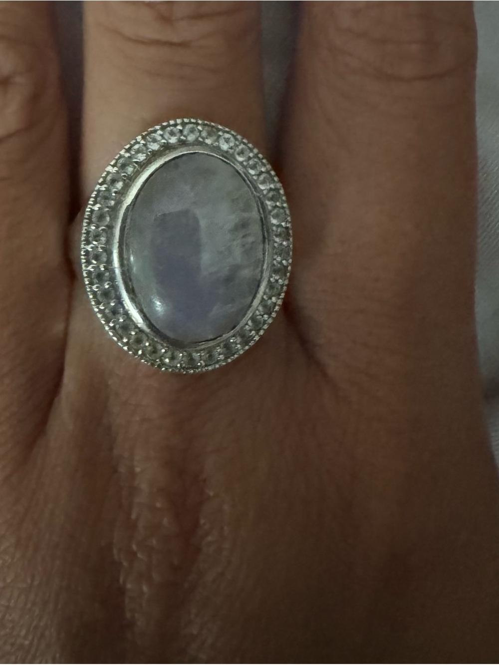Moon Magic Sterling Silver Moonstone Halo Ring